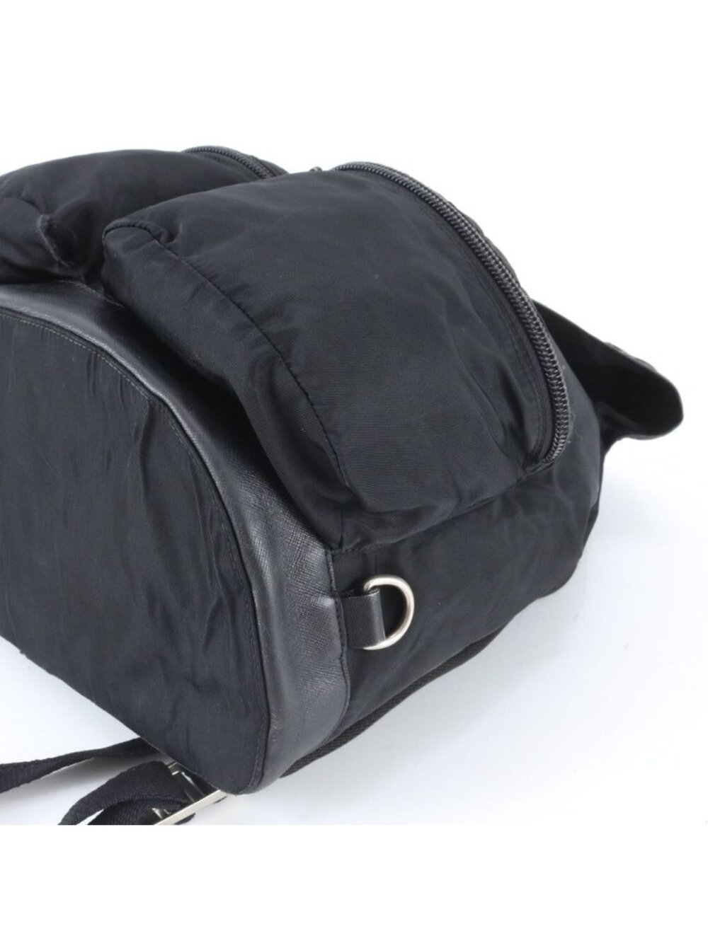 Prada Tessuto Nylon Triangle Logo Leather Backpack - Picture 4 of 13